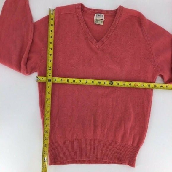 Vintage Sims Ltd Men's Size Large (42/102 cm) 100% Lambswool V-Neck Sweater Pink - Picture 4 of 12
